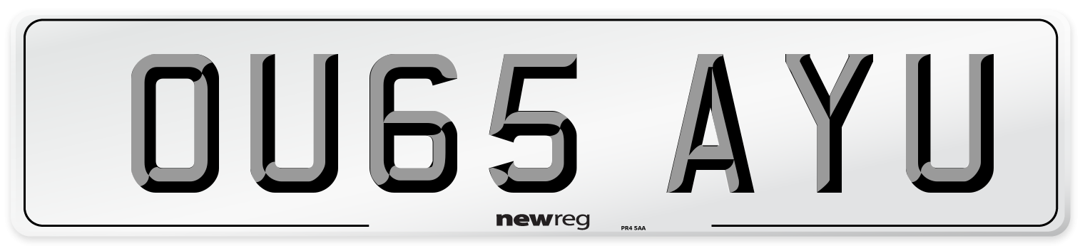 OU65 AYU Number Plate from New Reg
